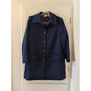 Vintage Jaeger Womens Navy Blue Wool Coat - Needs New Lining